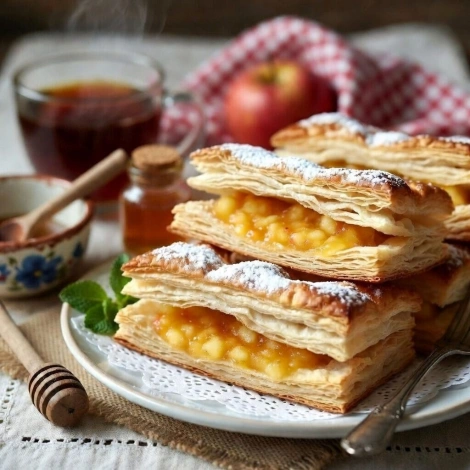 Слоеное пирожное с яблоками
