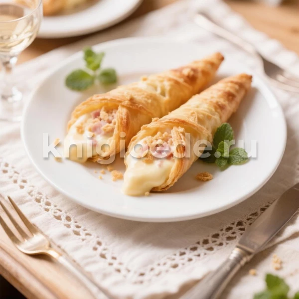 Слоеные трубочки с сырным кремом