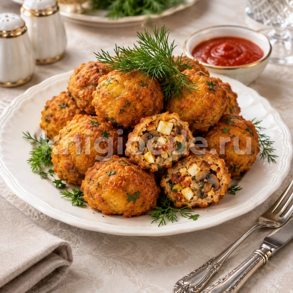 Жареные шарики из грибов и яиц