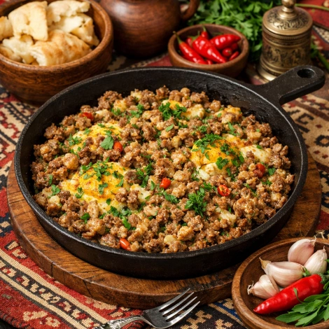 Мясо рубленное с яйцом