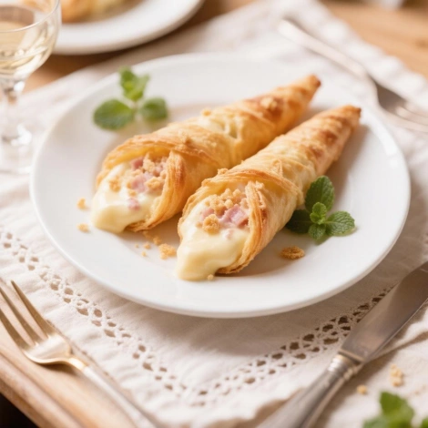 Слоеные трубочки с сырным кремом