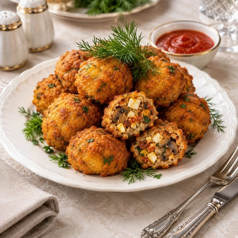 Жареные шарики из грибов и яиц