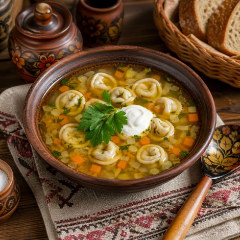 Грибной суп с «ушками»