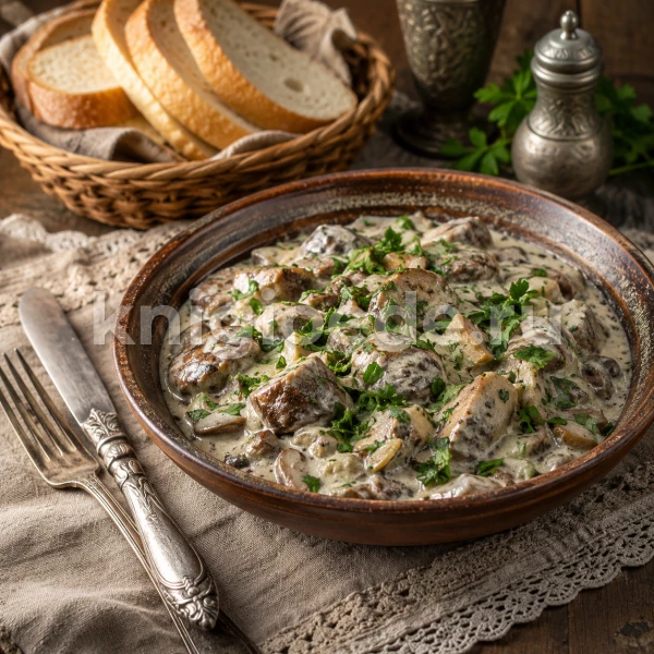 Белые грибы в сметане