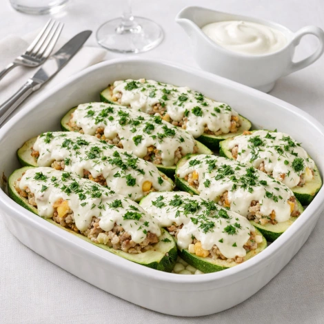 Кабачки, фаршированные мясом, рисом и яйцами