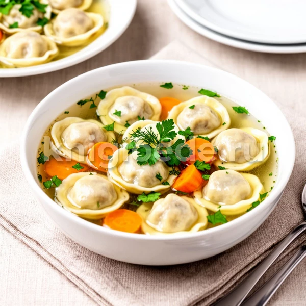 Суп с пельменями из вареного мяса
