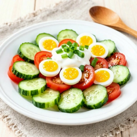 Салат из огурцов, помидоров и яиц