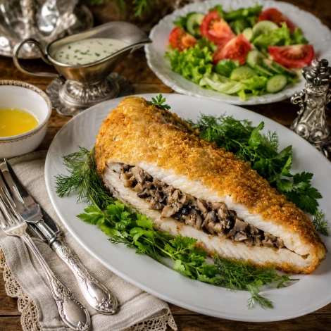 Рыба, фаршированная грибами