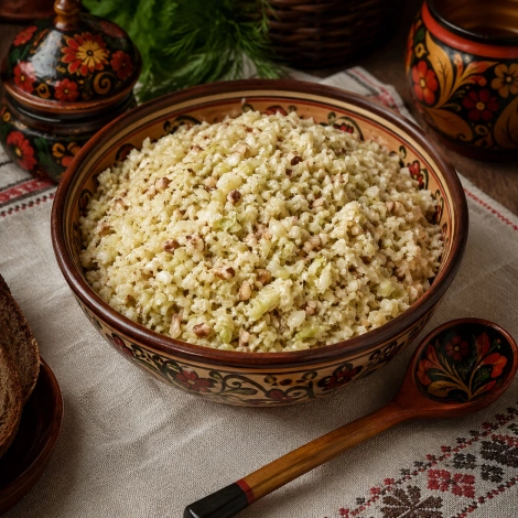 Салат из варёной капусты с орехами и чесноком