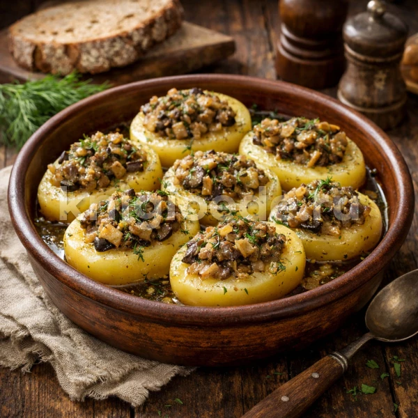 Картошка, фаршированная грибами