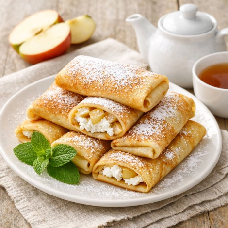 Блинчики с творогом, яблоками и другими начинками