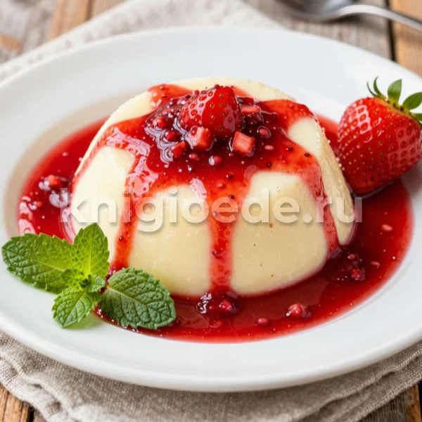 Манная каша с клубничным соусом