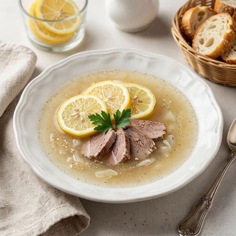 Суп с лимоном и телятиной