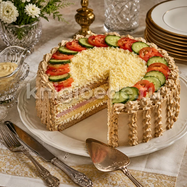 Торт закусочный с мясными продуктами