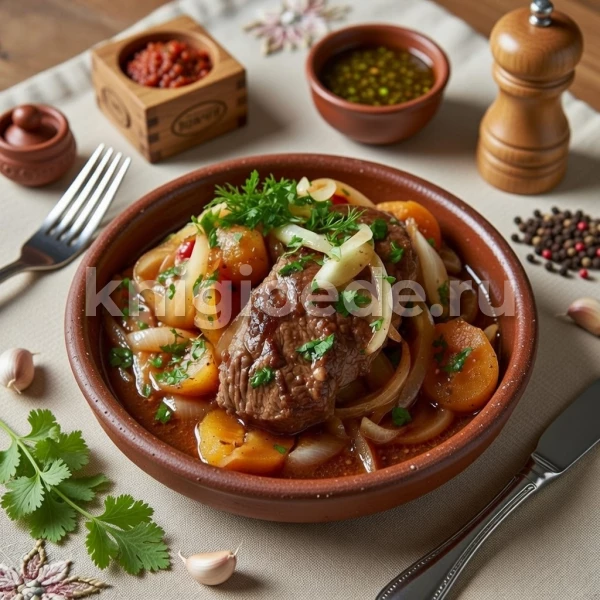 Мясо тушеное с ткемали