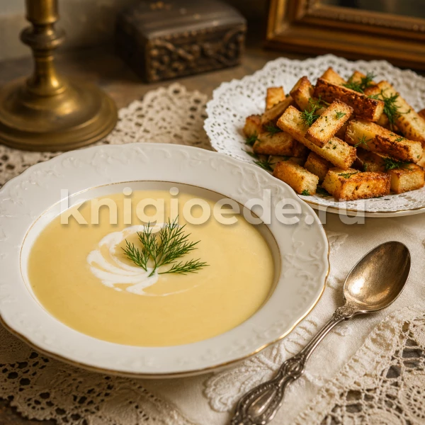 Суп-пюре из цветной капусты с яичными гренками