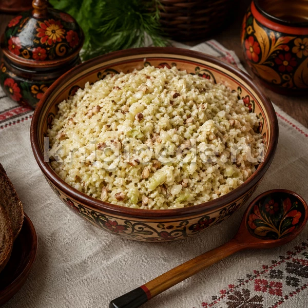 Салат из варёной капусты с орехами и чесноком