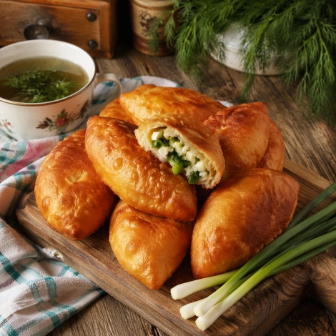 Пирожки с зелёным луком и яйцом
