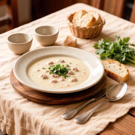 Сырный суп с мясом