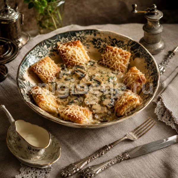 Грибы в яичном соусе