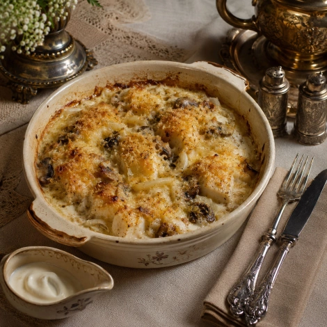Карп, запеченный с грибами