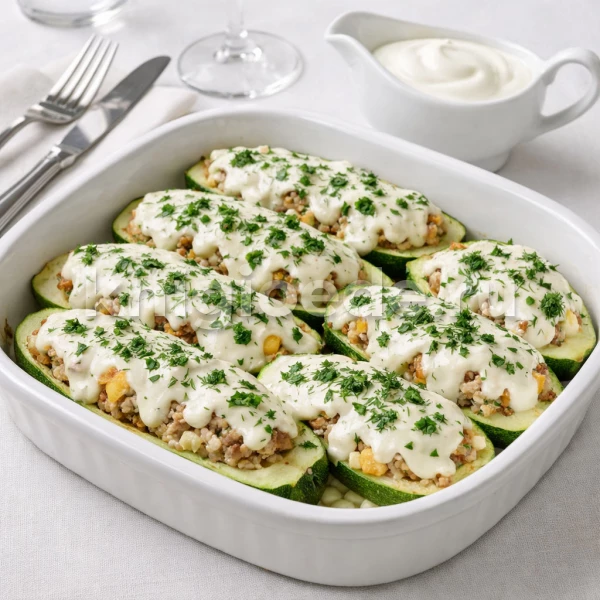 Кабачки, фаршированные мясом, рисом и яйцами