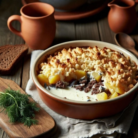 Картофель с селедкой в духовке