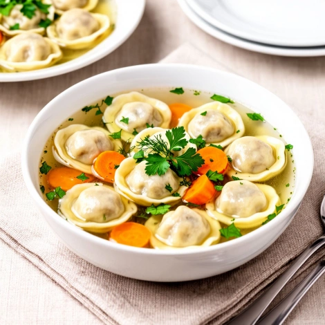 Суп с пельменями из вареного мяса