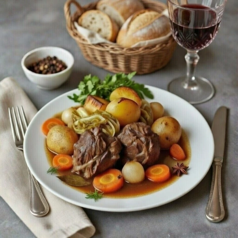 Баранина тушеная, с овощами