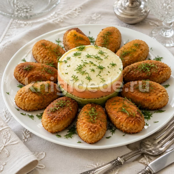 Рыбные котлеты с разноцветным картофельным пюре