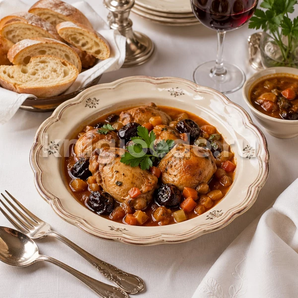 Курица, тушёная с черносливом
