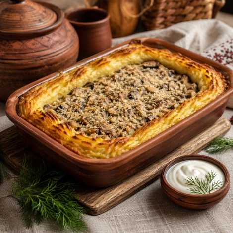 Картофельный пирог с грибами
