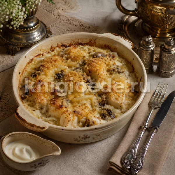 Карп, запеченный с грибами