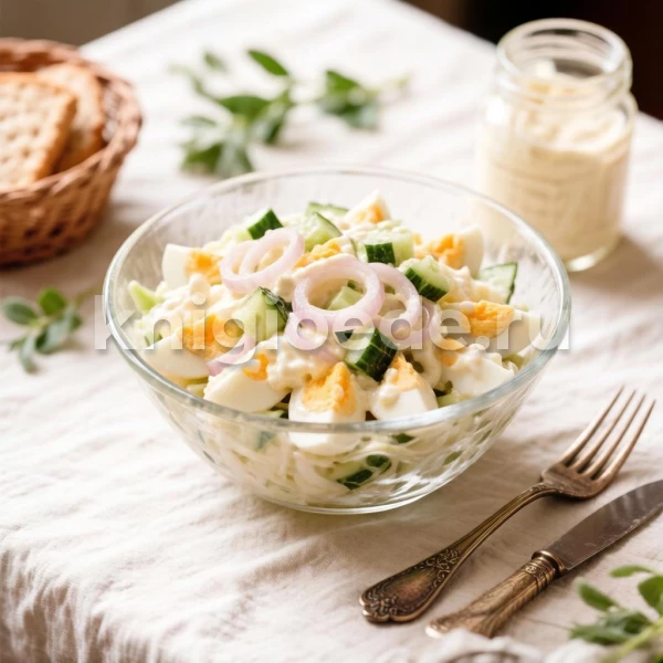 Луковый салат с яйцами